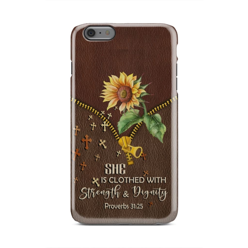 She Is Clothed With Strength And Dignity Sunflower Phone Case - Christian Phone Cases - Religious Phone Case