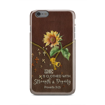 She Is Clothed With Strength And Dignity Sunflower Phone Case - Christian Phone Cases - Religious Phone Case
