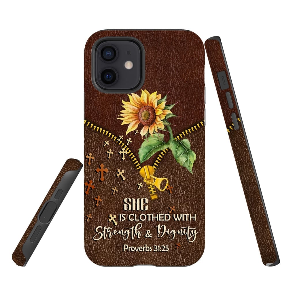 She Is Clothed With Strength And Dignity Sunflower Phone Case - Christian Phone Cases - Religious Phone Case