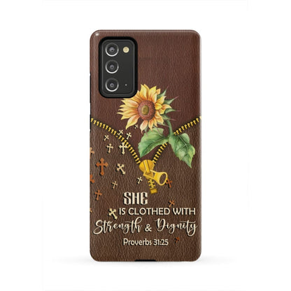 She Is Clothed With Strength And Dignity Sunflower Phone Case - Christian Phone Cases - Religious Phone Case