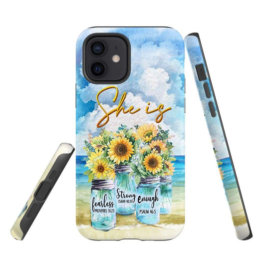 She Is Fearless Strong And Enough Phone Case - Bible Verse Phone Cases - Iphone Samsung Phone Case