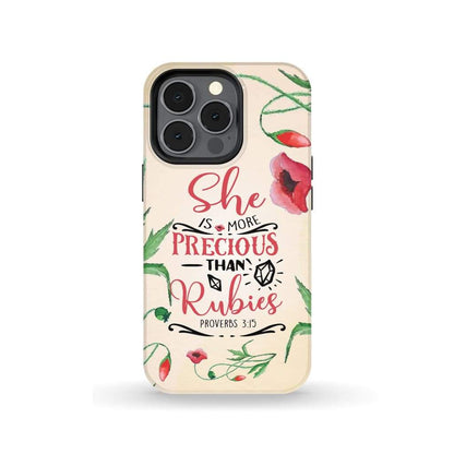 She Is More Precious Than Rubies Proverbs 315 Bible Verse Phone Case - Inspirational Bible Scripture iPhone Cases