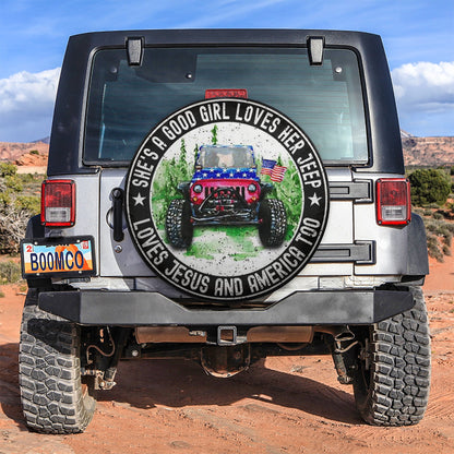 She Love Her Love Jesus Jeep Car Spare Tire Cover - Gift For Campers