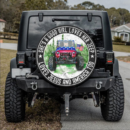 She Love Her Love Jesus Jeep Car Spare Tire Cover - Gift For Campers