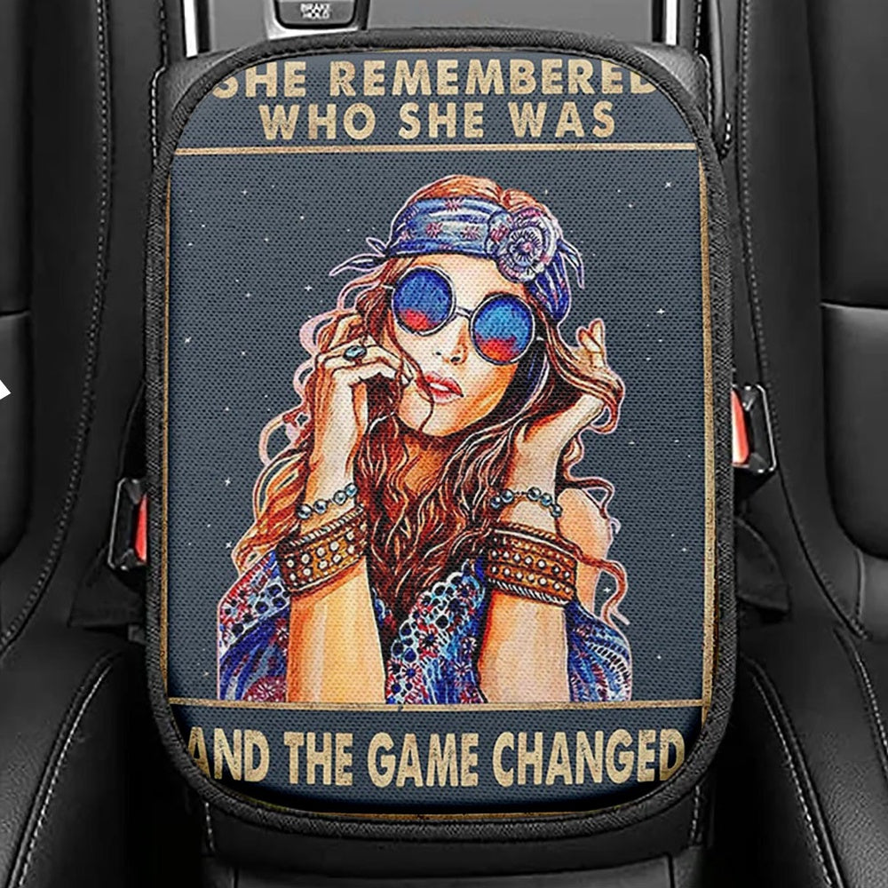 She Remembered Who She Was and the Game Changed Seat Box Cover, Encouragement Gifts for Women, Decoration For Teens Car Interior Accessories