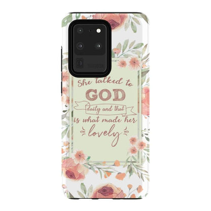 She Talked To God Daily And That Is What Made Her Lovely Phone Case - Inspirational Bible Scripture iPhone Cases