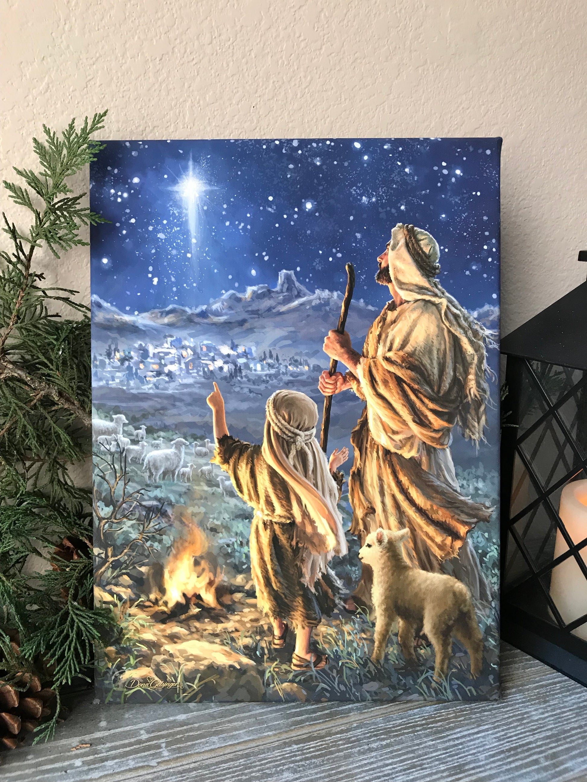 Shepherds Keeping Watch Canvas Wall Art - Christian Wall Decor - Religious Gift