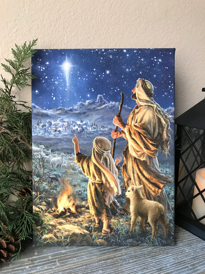 Shepherds Keeping Watch Canvas Wall Art - Christian Wall Decor - Religious Gift
