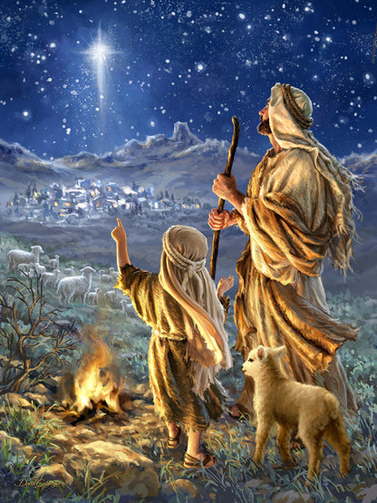 Shepherds Keeping Watch Canvas Wall Art - Christian Wall Decor - Religious Gift