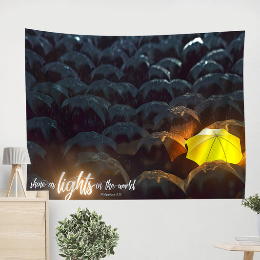 Shine As Lights In The World Philippians 2 15 - Christian Tapestry - Tapestry Of Jesus - Bible Wall Tapestry