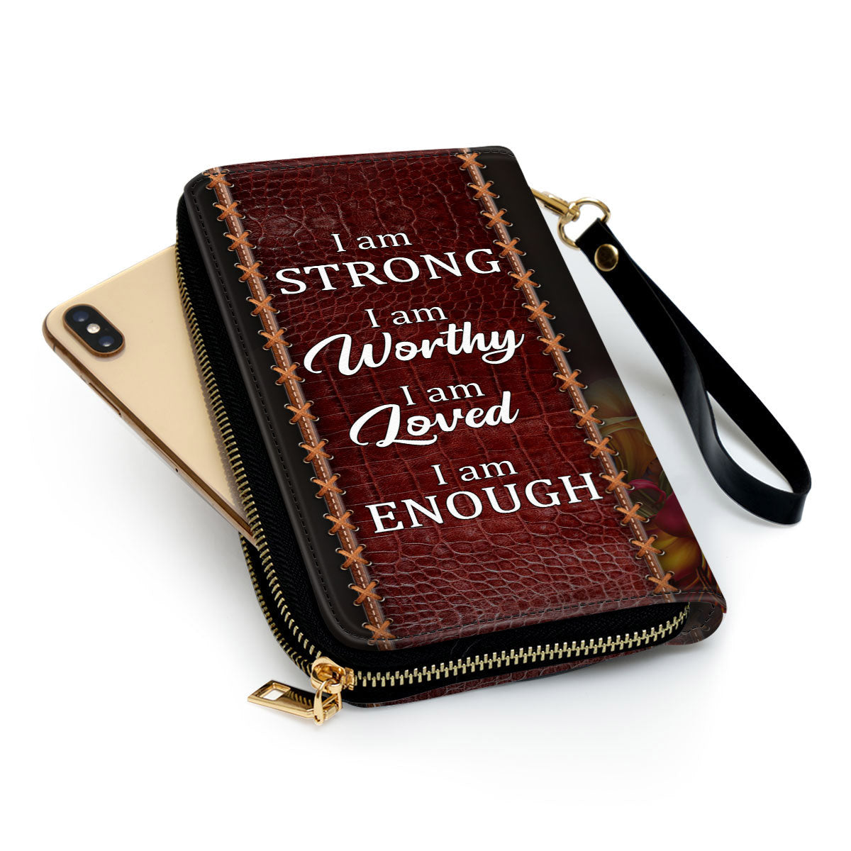 Shining Cross I Am Worthy Inspirational Gifts For Religious Women Clutch Purse For Women - Personalized Name - Christian Gifts For Women