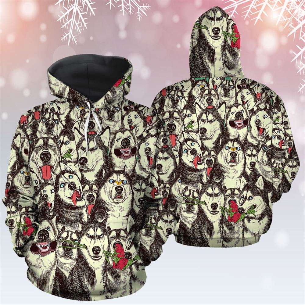 Siberian Husky Funny All Over Print 3D Hoodie For Men And Women, Best Gift For Dog lovers, Best Outfit Christmas