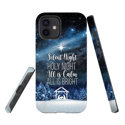 Silent Night Holy Night - Starry Night - Christmas Phone Case - Inspirational Bible Scripture iPhone Cases