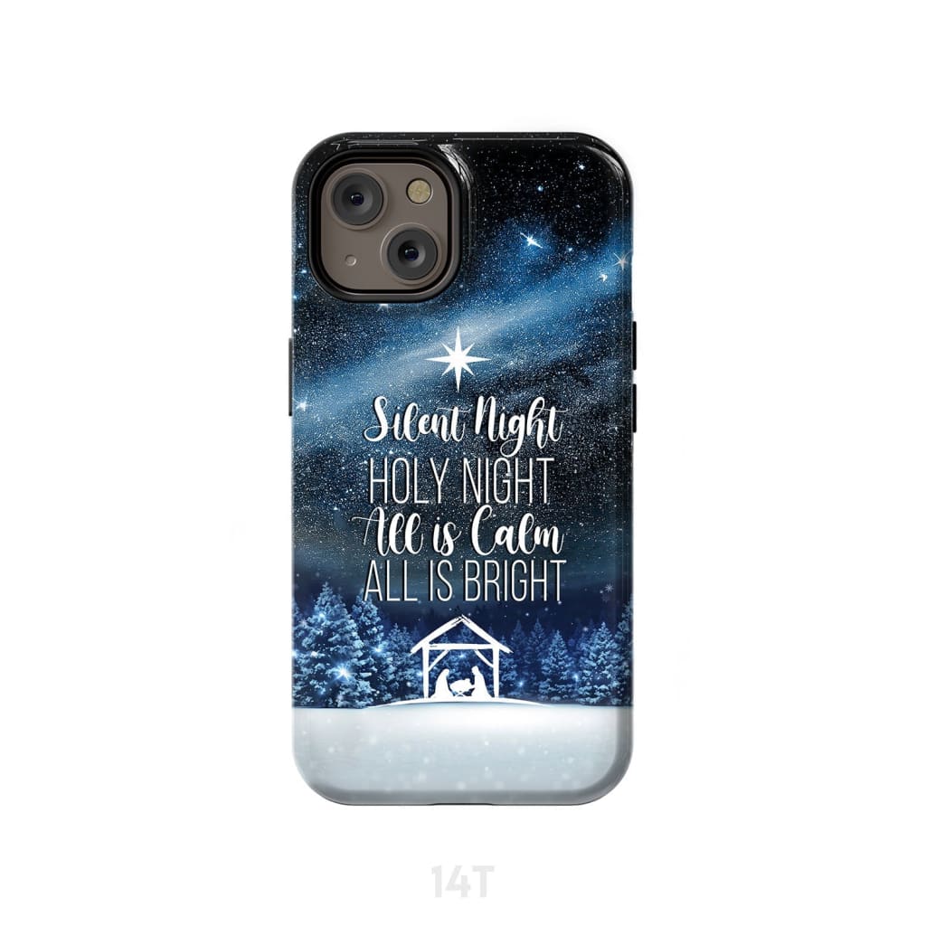 Silent Night Holy Night - Starry Night - Christmas Phone Case - Inspirational Bible Scripture iPhone Cases