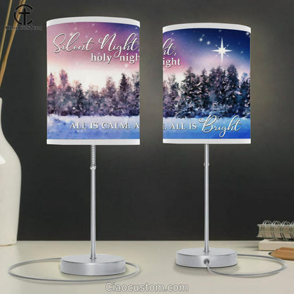 Silent Night Holy Night All Is Calm All Is Bright Christmas Table Lamp For Bedroom - Christian Room Decor