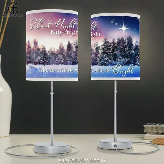 Silent Night Holy Night All Is Calm All Is Bright Christmas Table Lamp For Bedroom - Christian Room Decor