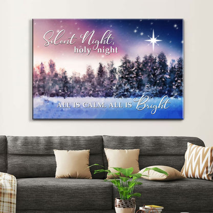 Silent Night Holy Night All Is Calm All Is Bright Christmas Wall Art Canvas - Religious Wall Decor