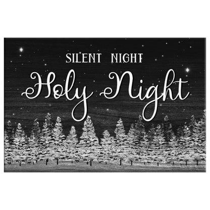 Silent Night Holy Night Christmas Tree Wall Art Canvas - Religious Wall Decor