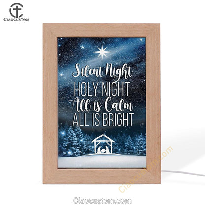 Silent Night Holy Night Starry Night Frame Lamp Prints - Bible Verse Wooden Lamp - Scripture Night Light