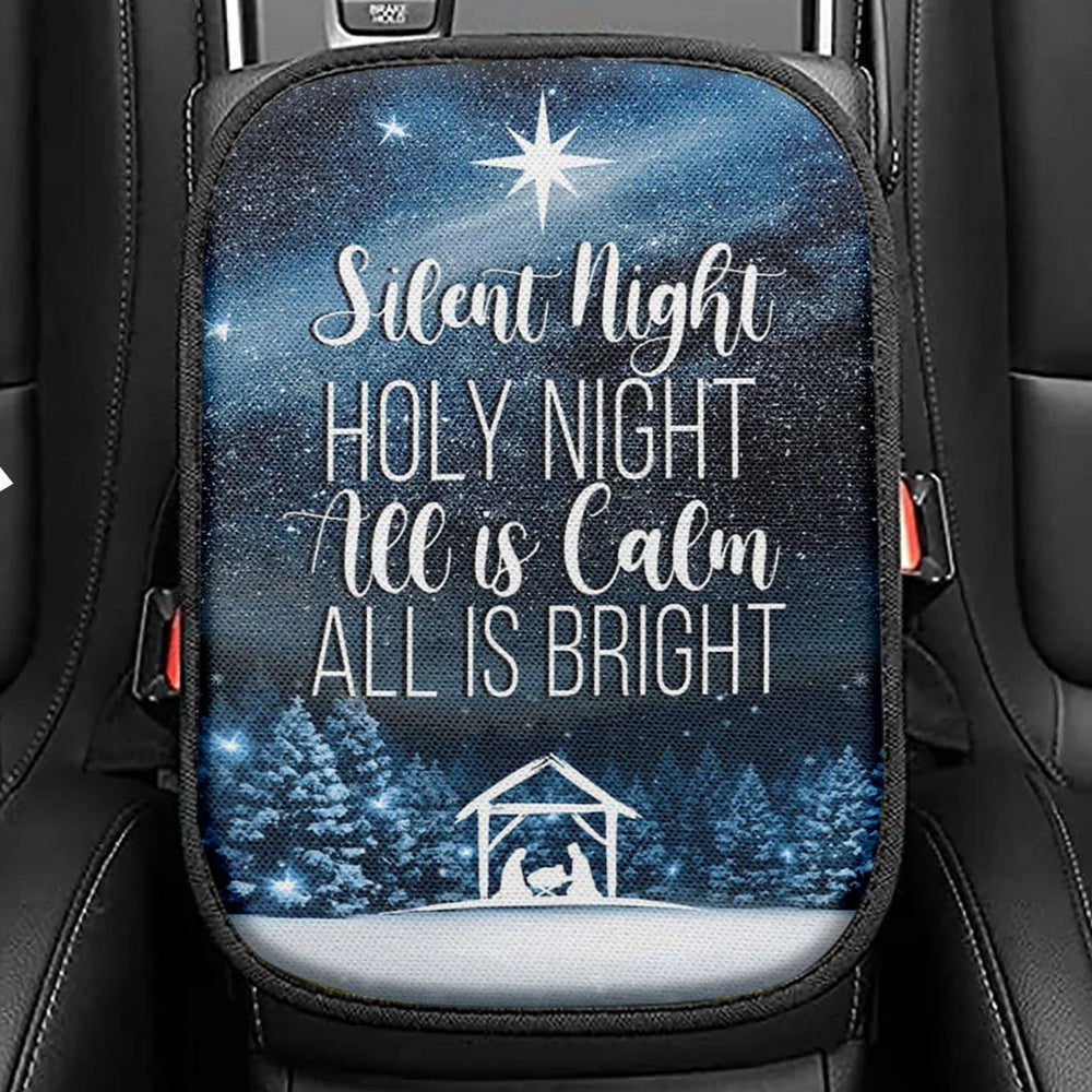 Silent Night Holy Night Starry Night Seat Box Cover, Bible Verse Car Center Console Cover, Scripture Car Interior Accessories
