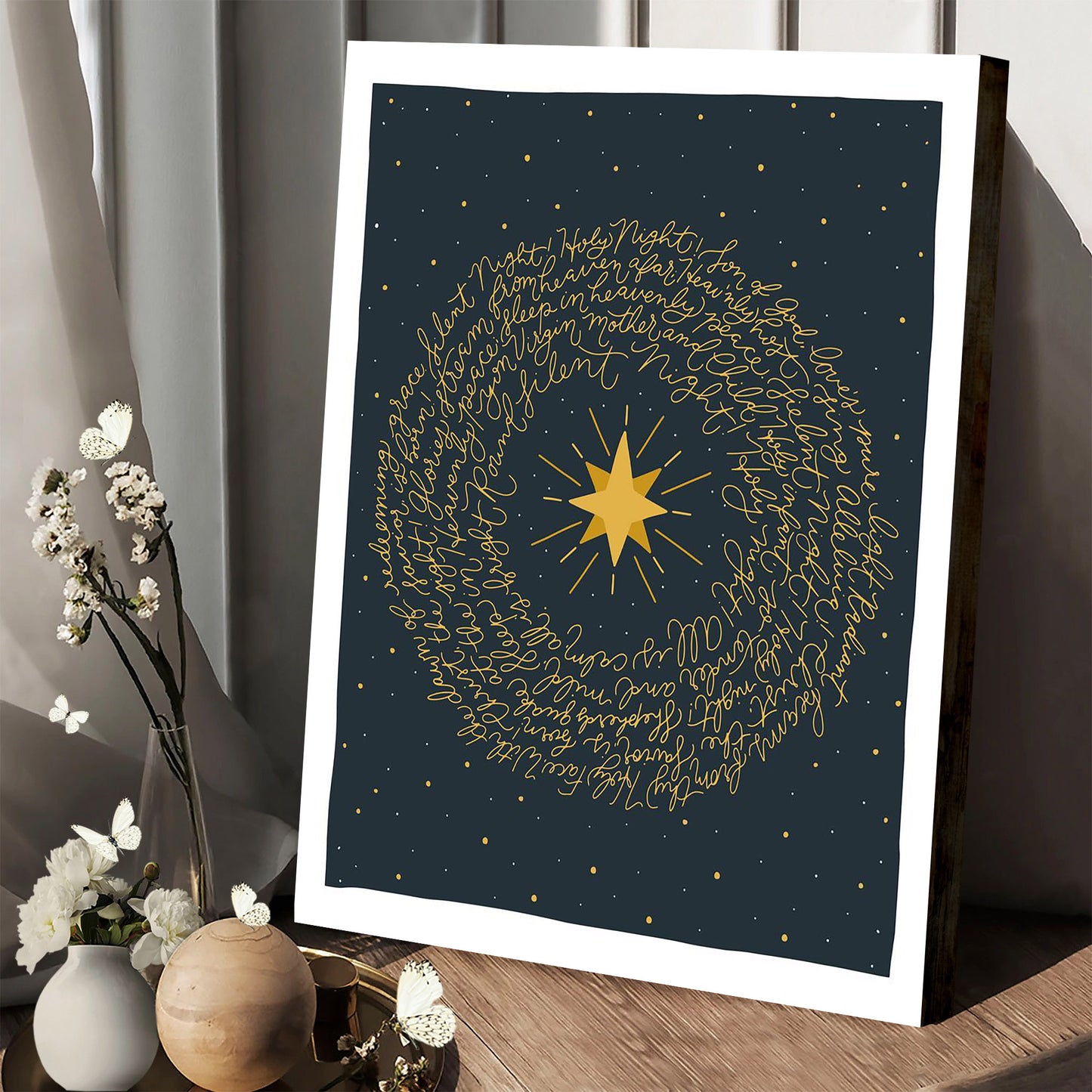 Silent Night Portrait Canvas Wall Art - Christmas Gift