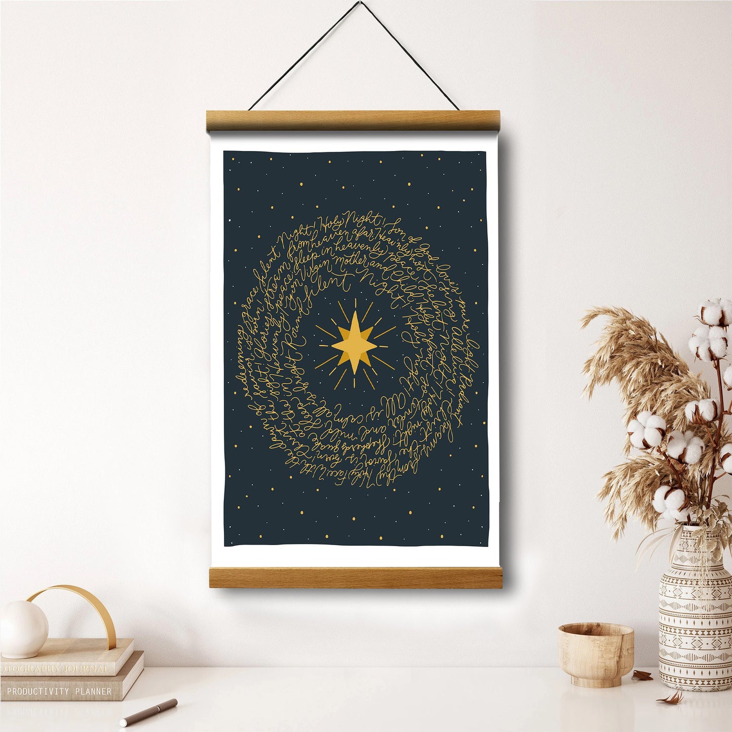 Silent Night Portrait Hanging Canvas Wall Art - Christmas Gift - Religious Canvas