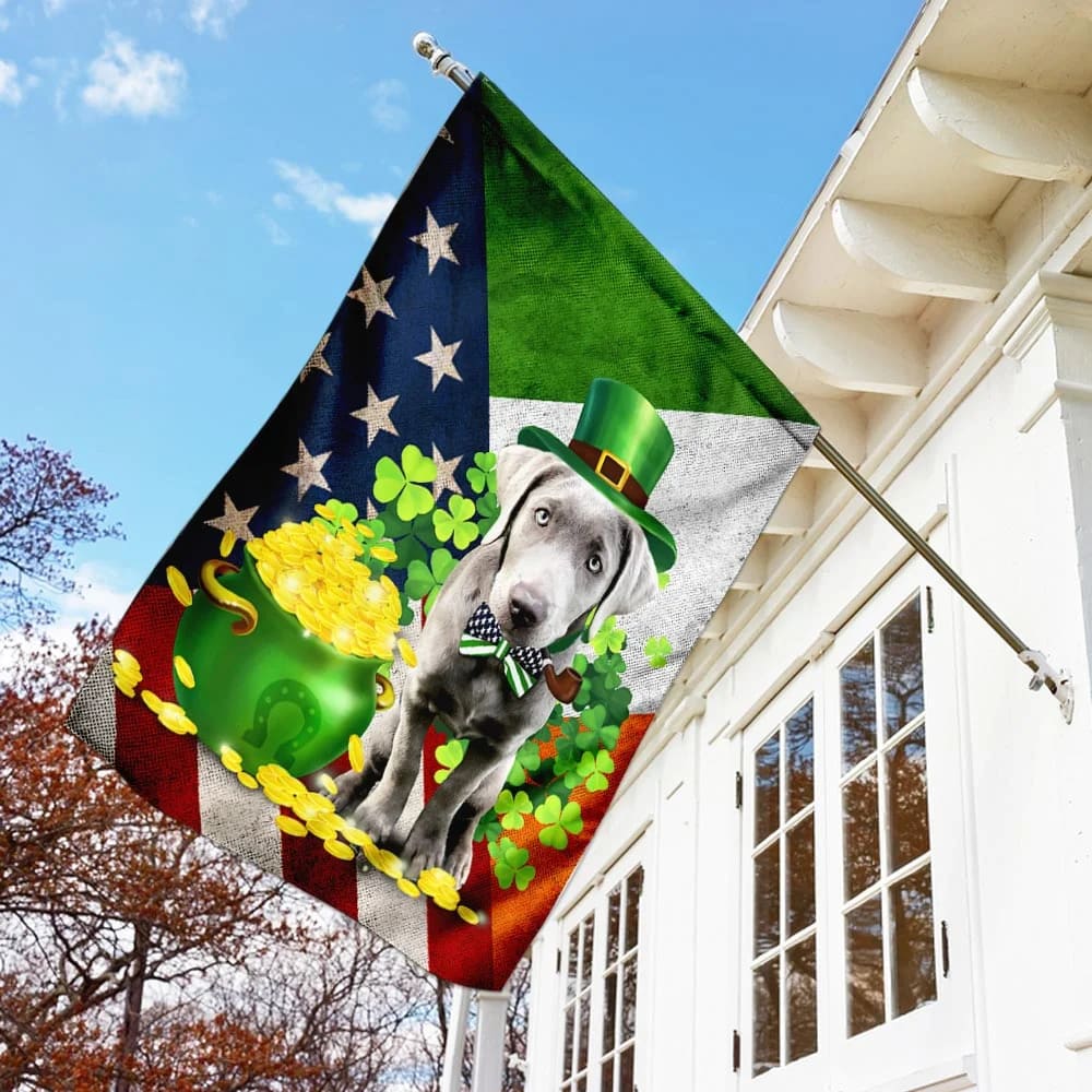 Silver Labrador House Flag - St Patrick's Day Garden Flag - Outdoor St Patrick's Day Decor