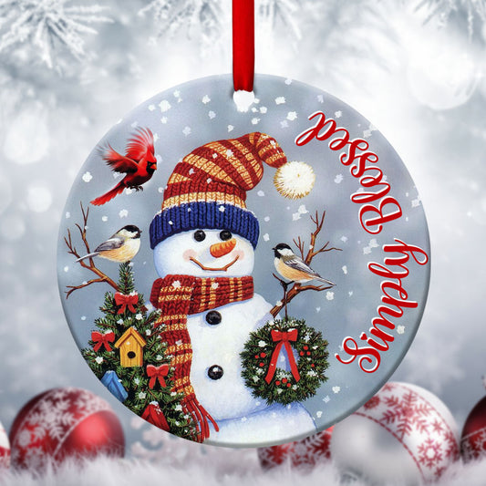 Simply Blessed - Beautiful Christian Ceramic Circle Ornament - Christmas Decor - Funny Ornament
