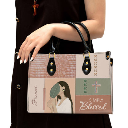 Simply Blessed Adorable Personalized Christian Leather Handbag Christ Gifts For Religious Women