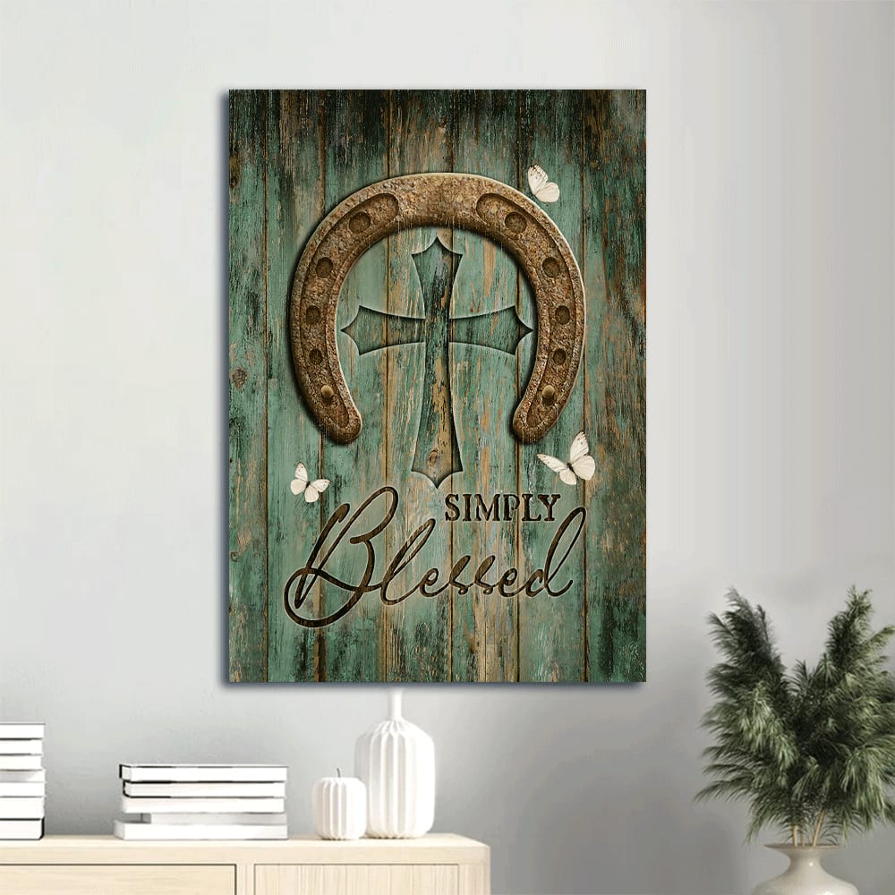 Simply Blessed Canvas Wall Art - Horseshoe Canvas - Gift For Horse Lovers