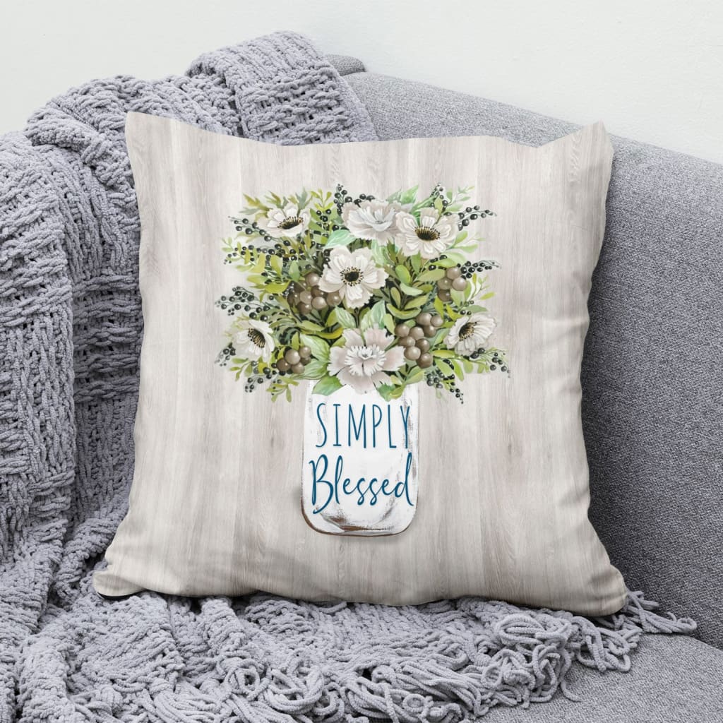 Simply Blessed Floral Christian Pillow