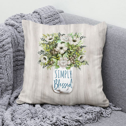 Simply Blessed Floral Christian Pillow