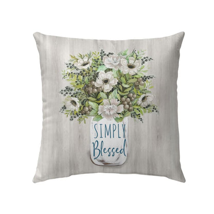 Simply Blessed Floral Christian Pillow
