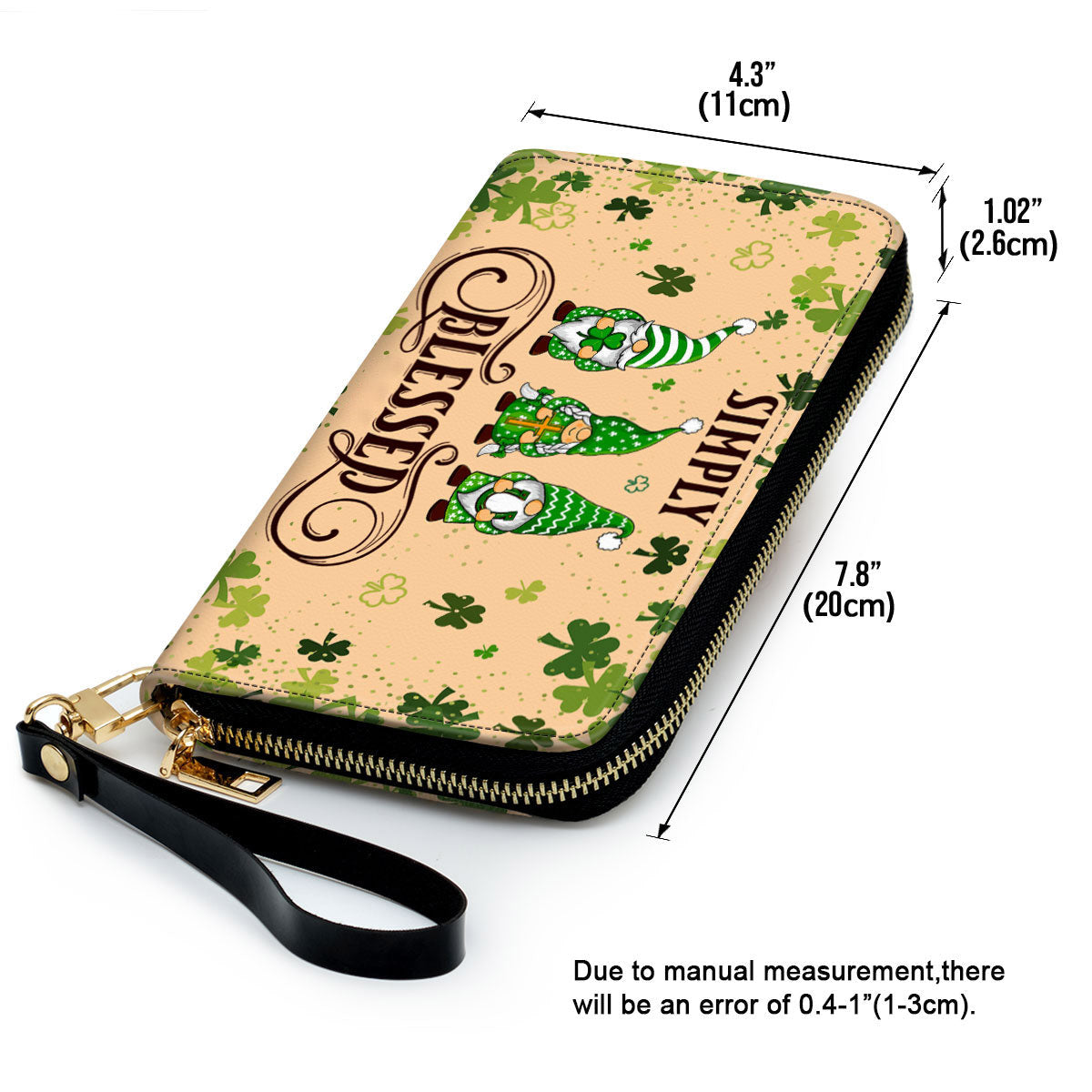 Simply Blessed Green Gnome Clutch Purse For Women - Personalized Name - Christian Gifts For Women