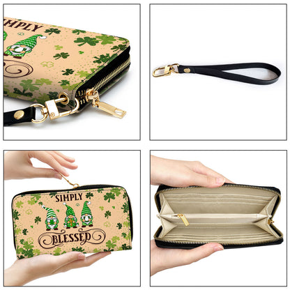 Simply Blessed Green Gnome Clutch Purse For Women - Personalized Name - Christian Gifts For Women