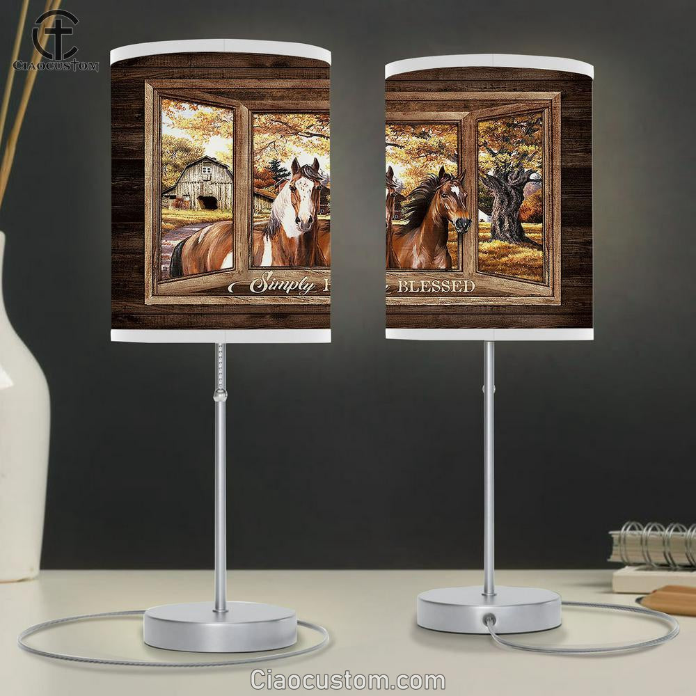 Simply Blessed Horse Table Lamp For Bedroom - Bible Verse Table Lamp - Religious Room Decor