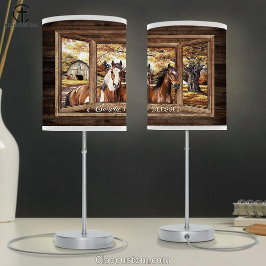Simply Blessed Horse Table Lamp For Bedroom - Bible Verse Table Lamp - Religious Room Decor