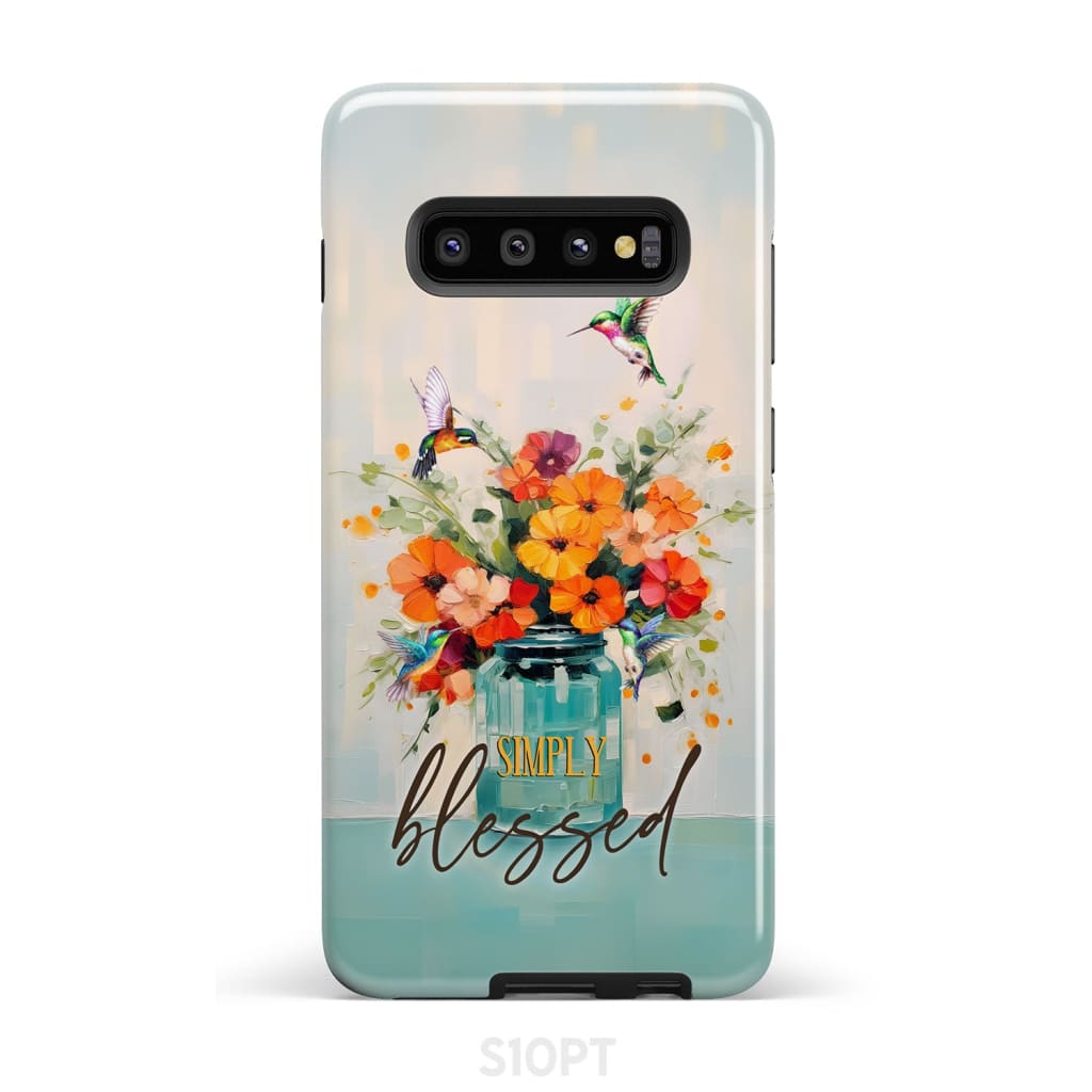 Simply Blessed Hummingbird Vase of Flowers Christian Phone Case - Bible Verse IPhone & Samsung Cases