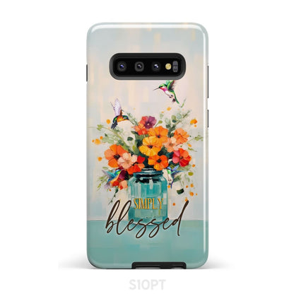Simply Blessed Hummingbird Vase of Flowers Christian Phone Case - Bible Verse IPhone & Samsung Cases