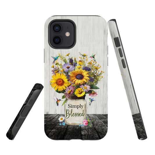 Simply Blessed Hummingbirds and Flowers in Vase Christian Phone Case - Bible Verse IPhone & Samsung Cases