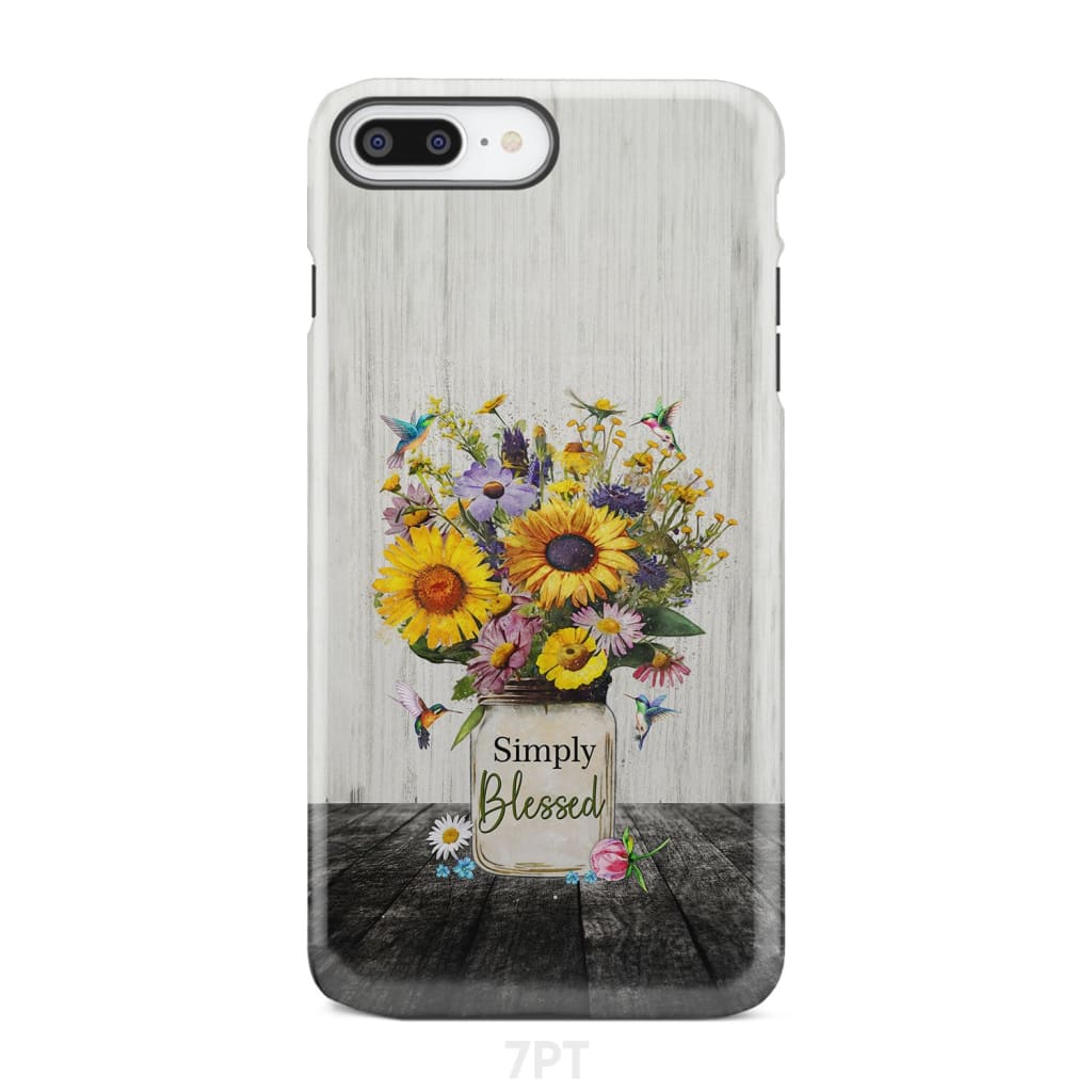 Simply Blessed Hummingbirds and Flowers in Vase Christian Phone Case - Bible Verse IPhone & Samsung Cases