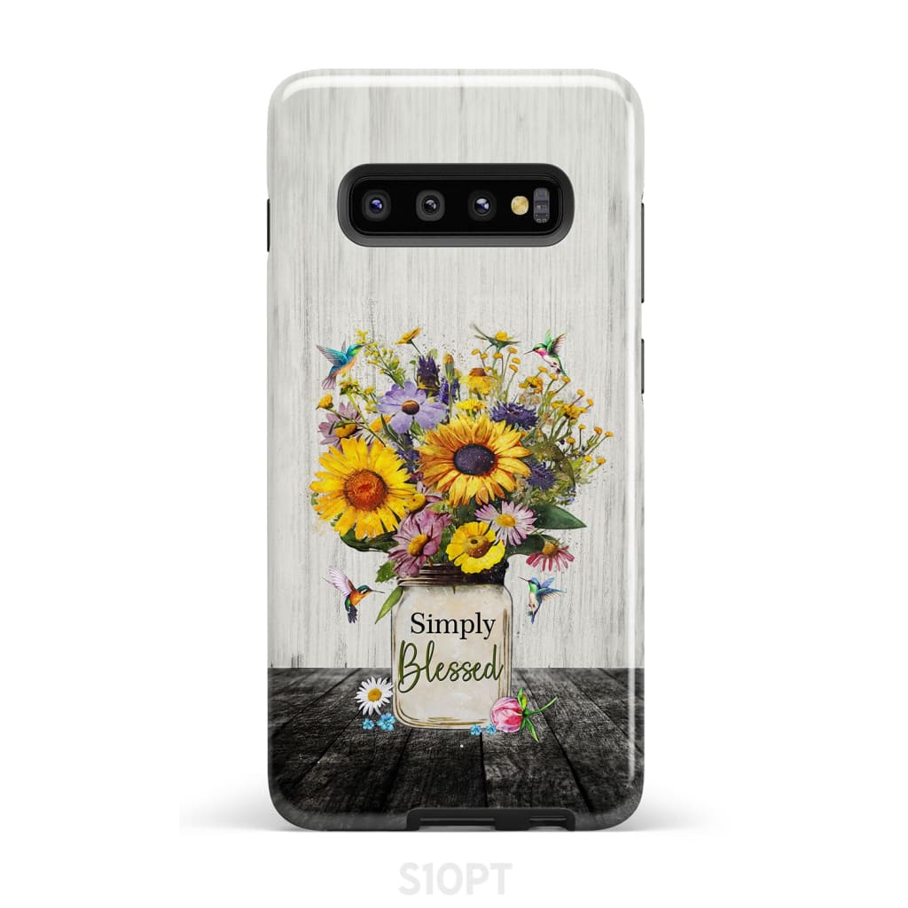 Simply Blessed Hummingbirds and Flowers in Vase Christian Phone Case - Bible Verse IPhone & Samsung Cases