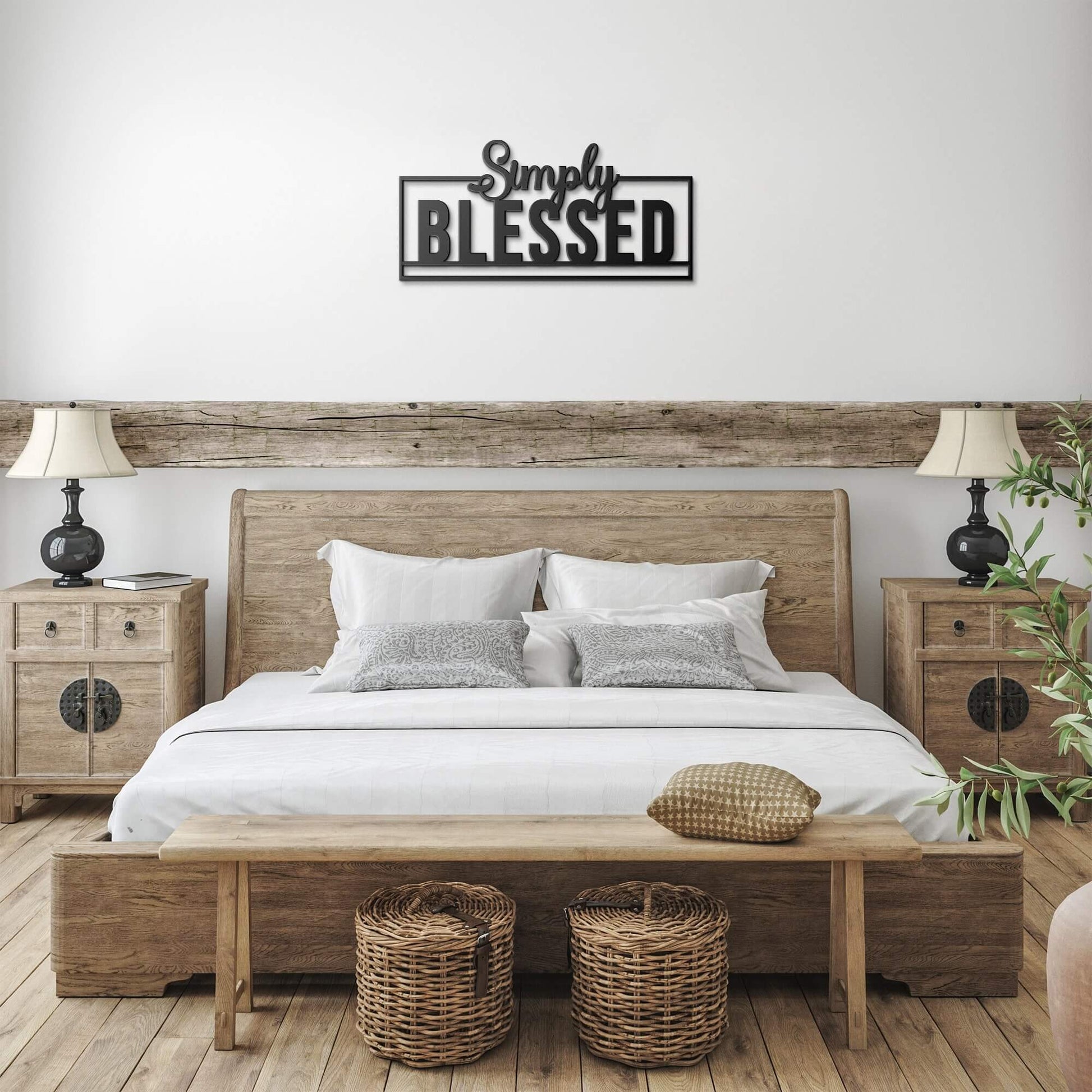Simply Blessed Metal Sign 1 - Christian Metal Wall Art - Religious Metal Wall Decor