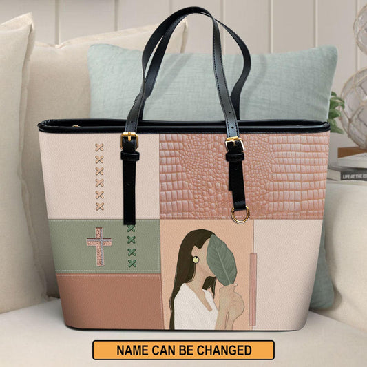 Simply Blessed Personalized Pu Leather Tote Bag For Women - Mom Gifts For Mothers Day