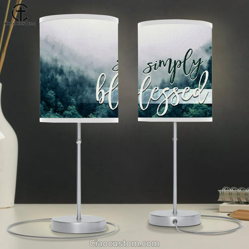 Simply Blessed Table Lamp For Bedroom - Mountain Forest - Christian Gifts - Christian Room Decor