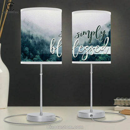 Simply Blessed Table Lamp For Bedroom - Mountain Forest - Christian Gifts - Christian Room Decor