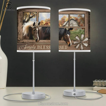 Simply Blessed Two Horses Window Table Lamp Prints - Christian Lamp Art - Religious Home Decor