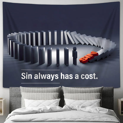 Sin Always Has A Cost - Religious Tapestry - Jesus Wall Tapestry - Tapestry Wall Hanging