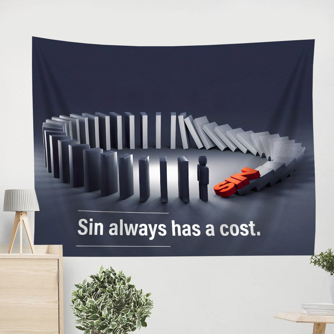 Sin Always Has A Cost - Religious Tapestry - Jesus Wall Tapestry - Tapestry Wall Hanging