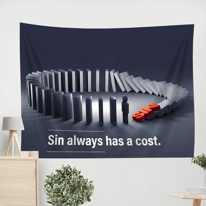 Sin Always Has A Cost - Religious Tapestry - Jesus Wall Tapestry - Tapestry Wall Hanging